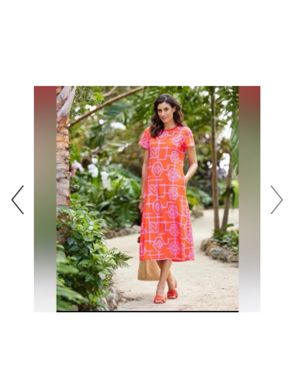 Jude Connally Coral & Pink Geometric Midi Dress